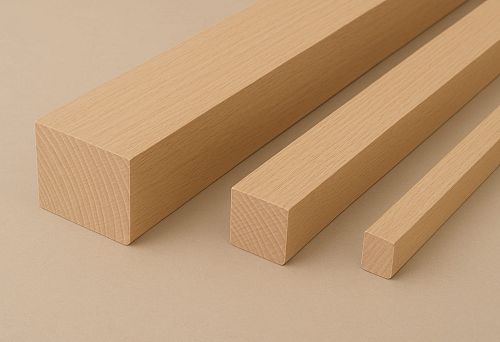 Три дубовых бруса премиум-класса с чёткой текстурой, строгой геометрией и ровной поверхностью