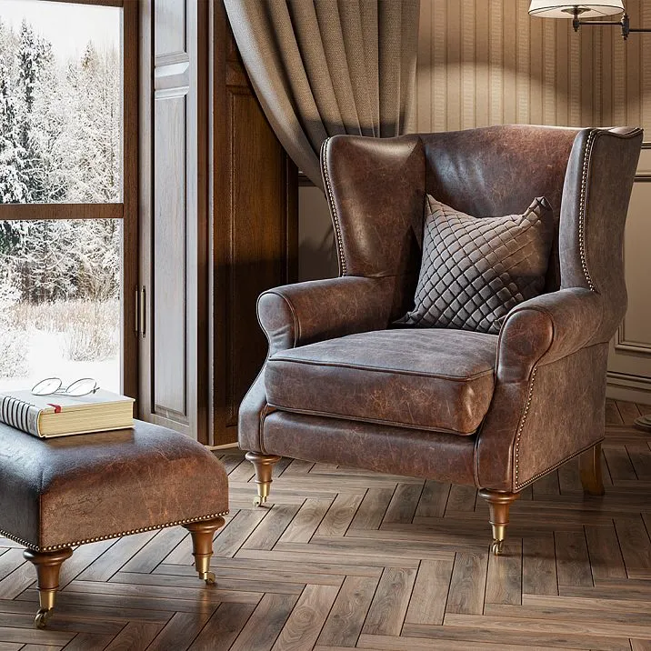 Wooden furniture leg for chair and ottoman with wheel