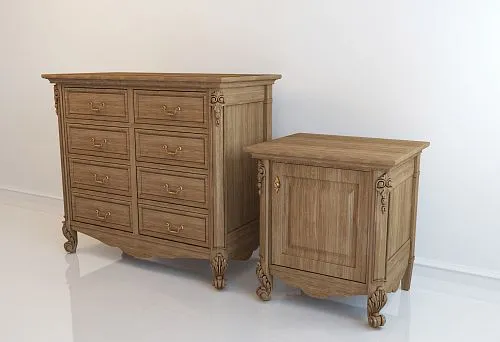 Classic solid wood chests with carved legs and decorative hardware