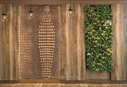 Creative solution for wall decoration: panel made of natural wood