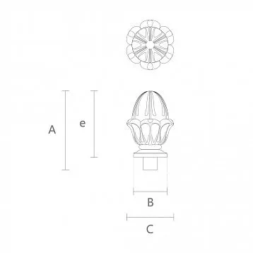 Wooden decorative item, finial on post L-086 in the shape of a bud