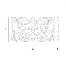 Overlay made of oak or beech, carved, with a beautiful and intricate pattern - wooden decorative overlay N-365, wood drawing