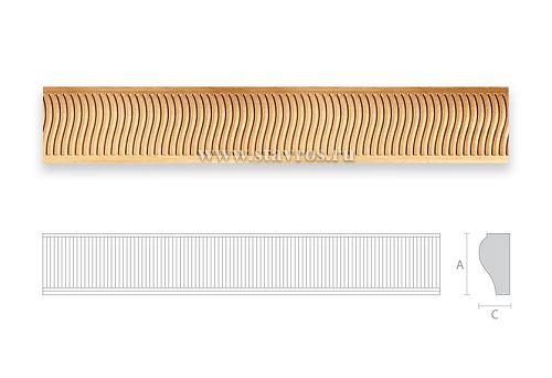 Decorative wooden plank with wave-shaped carved pattern for picture framing