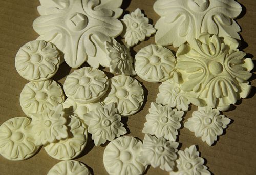 Decorative polyurethane stucco elements with plant ornament