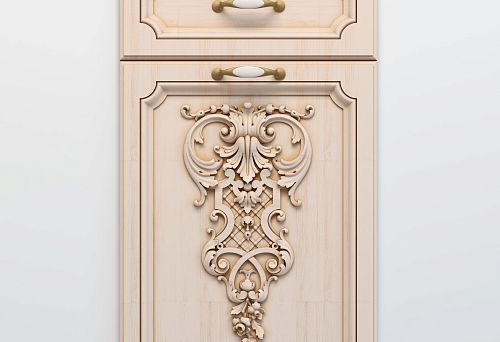 Furniture facade with carved decor and classic forms