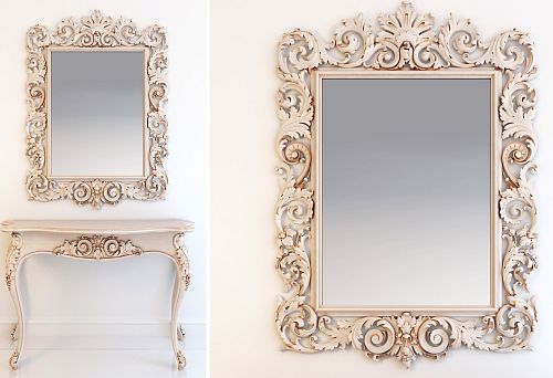 Exclusive mirror with a carved wooden frame