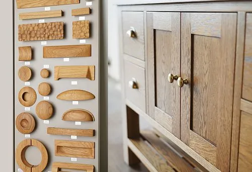 Stylish wooden chest with hardware in classic design for interior