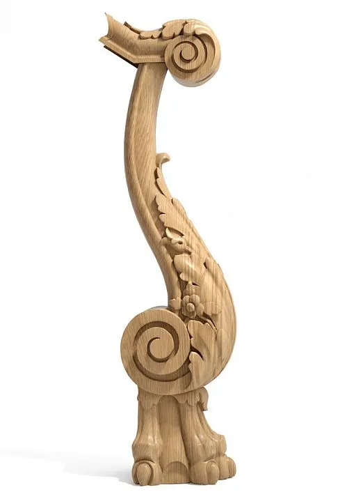 Carved grand post made from solid wood for staircase