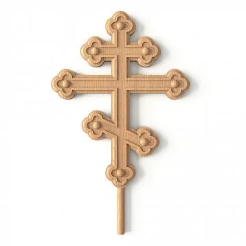 Carved cross IKN-008 from oak &mdash; Orthodox eight-pointed wooden cross for church decor.