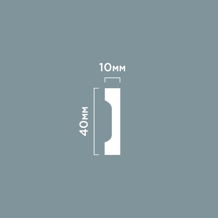 Skirting board W40V1 POLYSTYRENE HI WOOD 40 mm x 10 mm x 2.0 m. drawing
