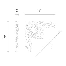 Wooden decorative element with hand-carved floral composition pattern
