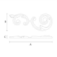 Wooden decorative element N-284L with wood carving drawing