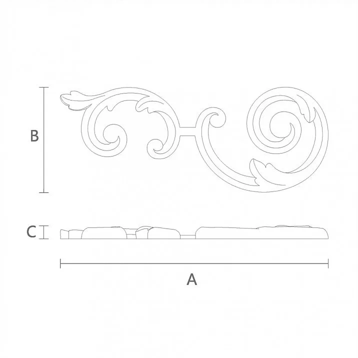 Wooden decorative element N-284L with wood carving drawing