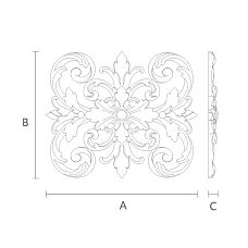 Wooden lamp decoration with carved floral ornament N-366 drawing