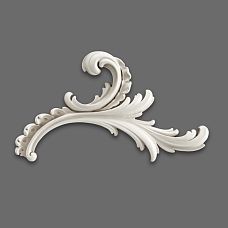 Relief decoration NPU-461R: elegant scroll from polyurethane with acanthus leaves