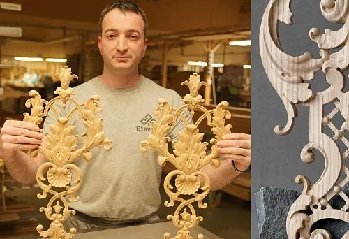 Decorative carved element with an exquisite pattern, created for ceiling decoration.