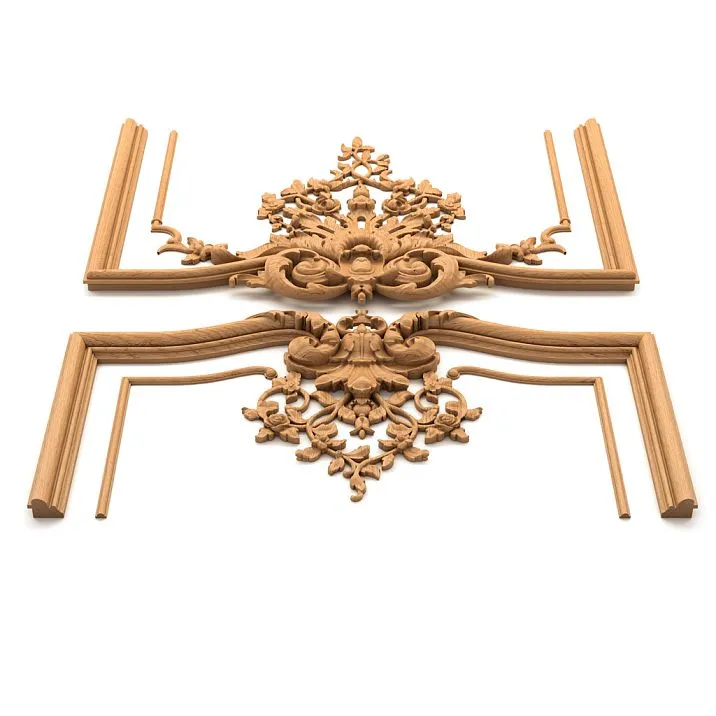 C.VRS-065 Set Elements from Oak and Beech, Wooden Overlay Decor