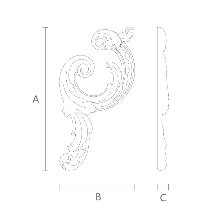 Schematic diagram of the dimensions of ornamental decoration NPU-459L for mounting on walls or ceilings