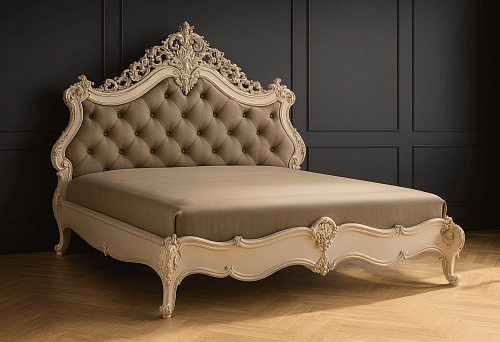 Premium Italian furniture &mdash; bed with carved headboard in classic style