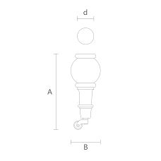Wooden leg for chair with wheels drawing