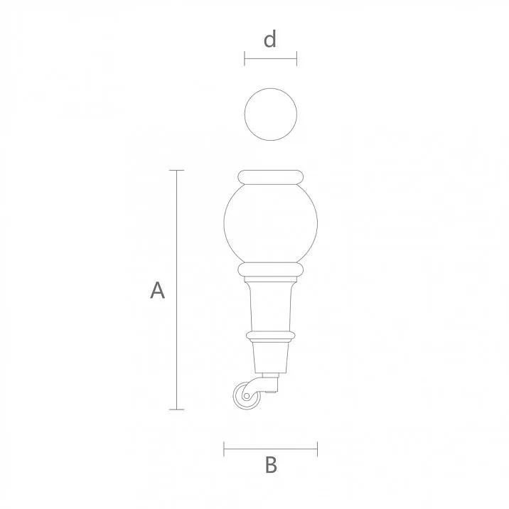 Wooden leg for chair with wheels drawing