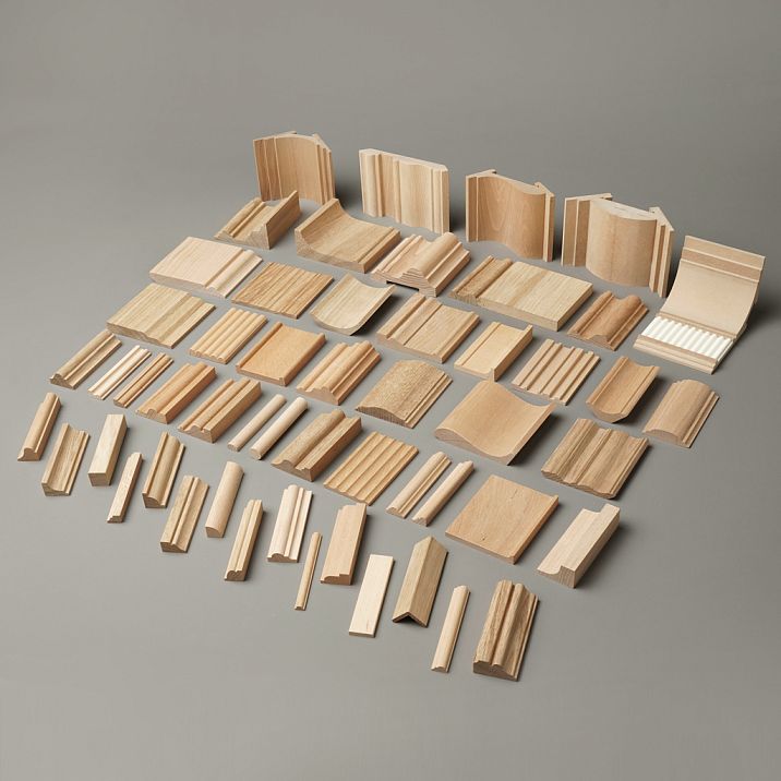 OMLD-005 Molding Sample Set &mdash; Professional Collection of 60+ Wooden Decorative Profiles in Various Shapes and Sizes
