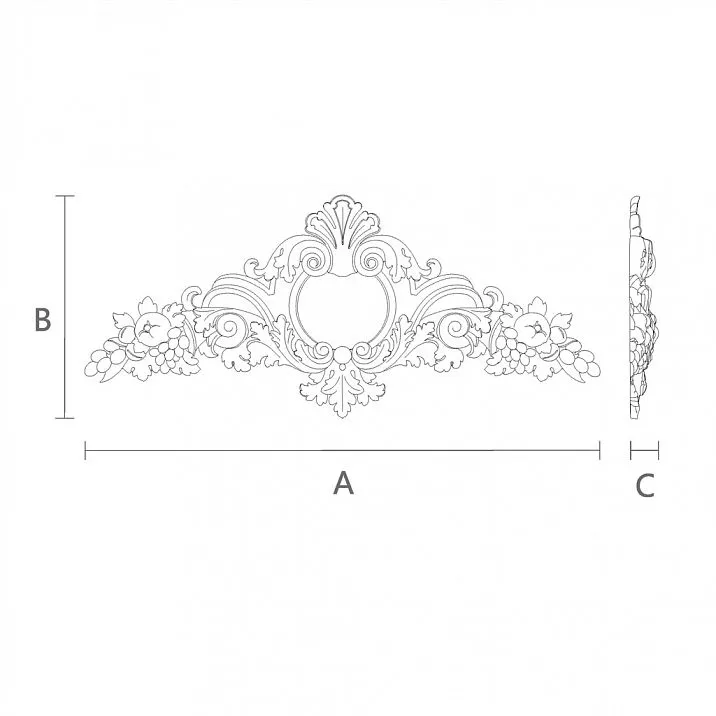 Wooden inlay for creating an atmosphere of luxury and elegance drawing