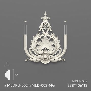 Light polyurethane applique for ceiling decoration NPU-382