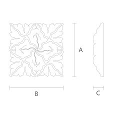 Carved Rosette from Solid Oak, Carved Rosette from Solid Beech, Drawing