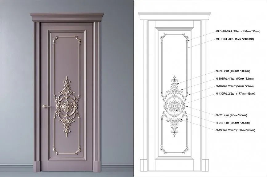 Luxurious classical door with exquisite decorative finish from STAVROS.