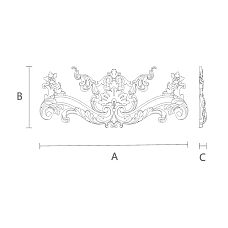 Wooden floral ornament - carved applique N-407 drawing