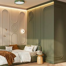 CPU-3-1 Polyurethane Wall Decorative Molding Kit from the Japandi Collection with Square Corner Overlays and Moldings for Minimalist Interiors