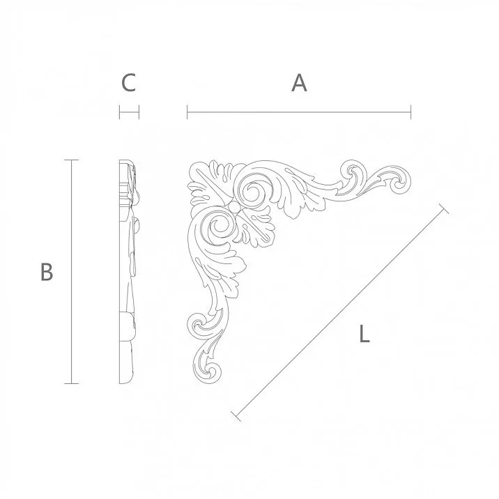 Резная накладка N-133.1 из дерева для мебели в классическом стиле четеж