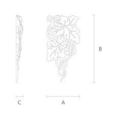 Резная накладка из дерева с узором в виде винограда для украшения интерьера чертеж