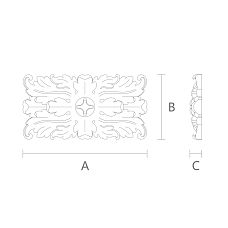 Rectangular decorative polyurethane rose RPU-068 for ceiling and wall stucco in interior design
