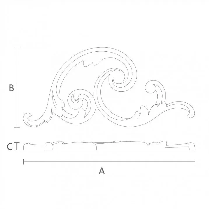 Резная накладка N-298L деревянная чертеж