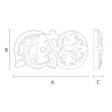 Overlay N-347L for wall, ceiling, door, or furniture decoration, wooden carving design