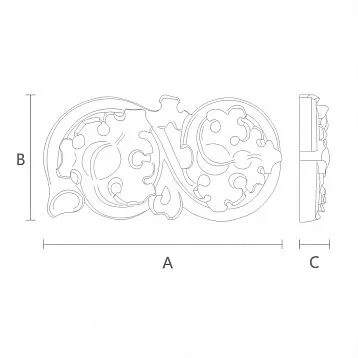 Applique N-347L with Carved Floral Design from Wood