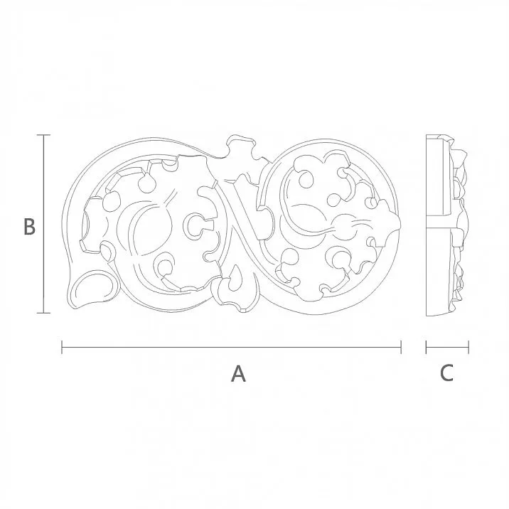 Overlay N-347L for wall, ceiling, door, or furniture decoration, wooden carving design