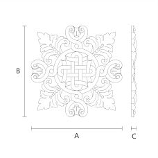 Накладной элемент из дерева с цветочной резьбой чертеж