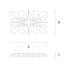 Полиуретановая розетка в стиле классика для оформления лепнины на стенах и потолке RPU-020 чертеж декора