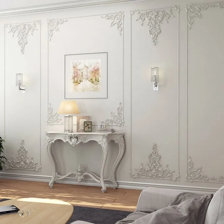 Резная декоративная накладка MLD-4U-1 фото в интерьере, декор из дерева