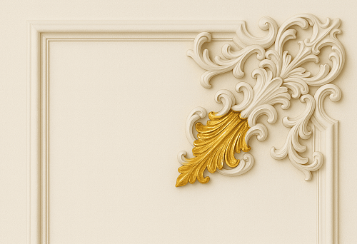 Decorative corner molding with gold accent