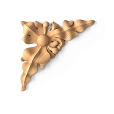 Carved wooden overlay for furniture or wall decoration N-226L in corner shape with Rococo style