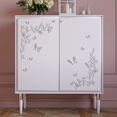 Carved Applique N-481 butterfly for decorating a nightstand