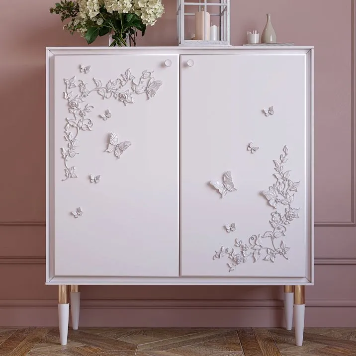 Carved Applique N-481 butterfly for decorating a nightstand