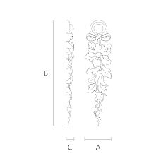 Drawing of NPU-315L relief decoration with height, width, and thickness specifications for various design projects