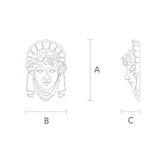Резной маскарон в виде женщины, элемент барочного стиля чертеж