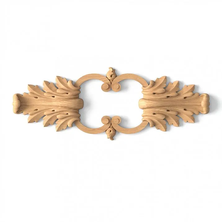 Wooden Applique N-222 with Carved Floral Pattern
