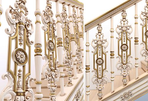 Exclusive balustrade with decorative balusters and intricate ornament
